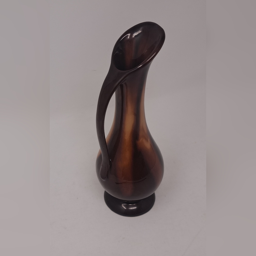 Huronia Pottery Bud Vase Pitcher Glaze Brown & Caramel Native Indian Canada 9" - Picture 2 of 11